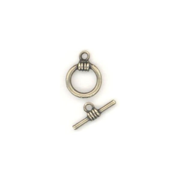 ^Bar and Toggle Clasp Oxidized Brass Plated Pewter (1 Set)