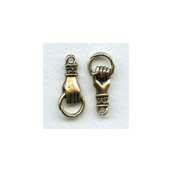 Hand Grasping Ring Connector Antique Gold (2)