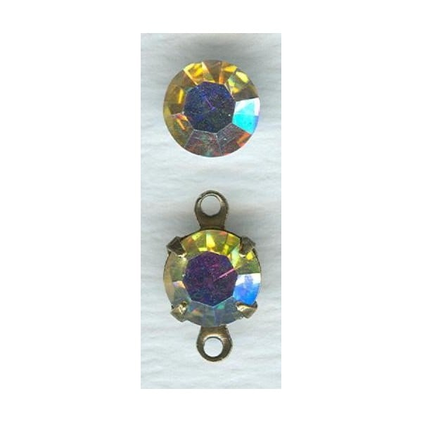 ^Round Crystal AB Foiled Rhinestones Pointed Back ss34 - Image 2