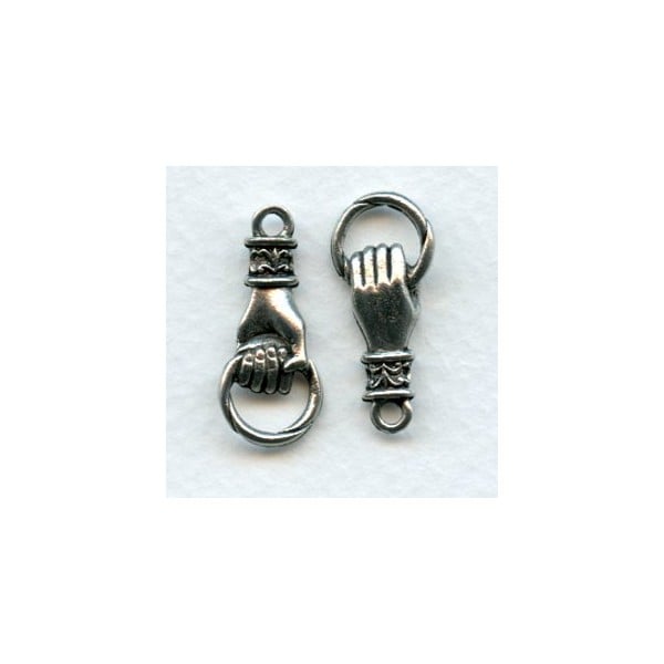 Hand Grasping Ring Connector Antique Silver (2)