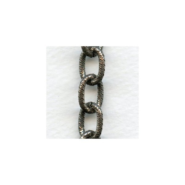 Textured Oval Link Chain Antique Silver 13x10mm (3 ft)