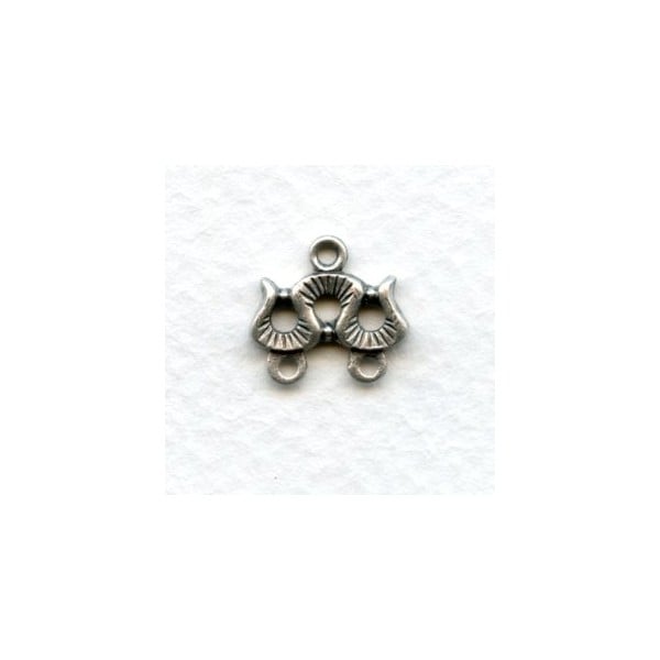 Ribbon Effect Two Strand Connectors Oxidized Silver 13mm (2)
