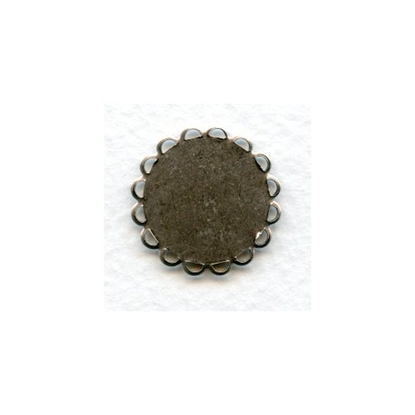 Flat Lace Edge Setting Base 18mm Oxidized Silver