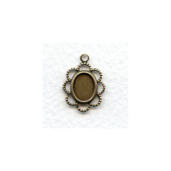 Filigree Settings 8x6mm Oxidized Brass (12)