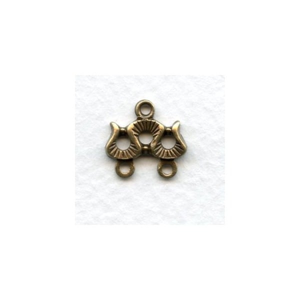 Ribbon Effect Two Strand Connectors Oxidized Brass 13mm (2)