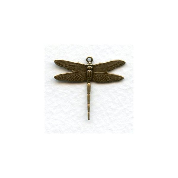 Medium Dramatic Dragonflies 26mm Oxidized Brass (6)