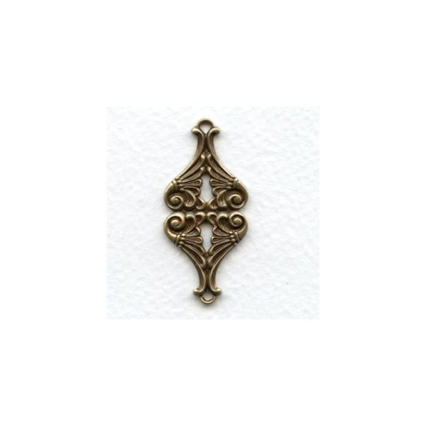 Art Nouveau Style Floral Connector Oxidized Brass 41mm (1)
