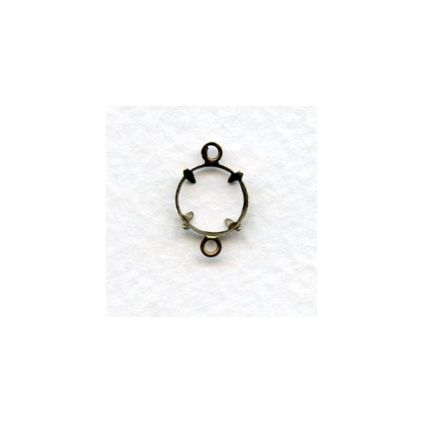 Open 8mm Stone Settings with 2 Loops Oxidized Brass (12)