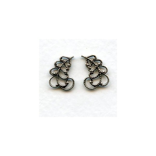 Filigree Leaves 14mm Right and Left Oxidized Silver (6 sets)