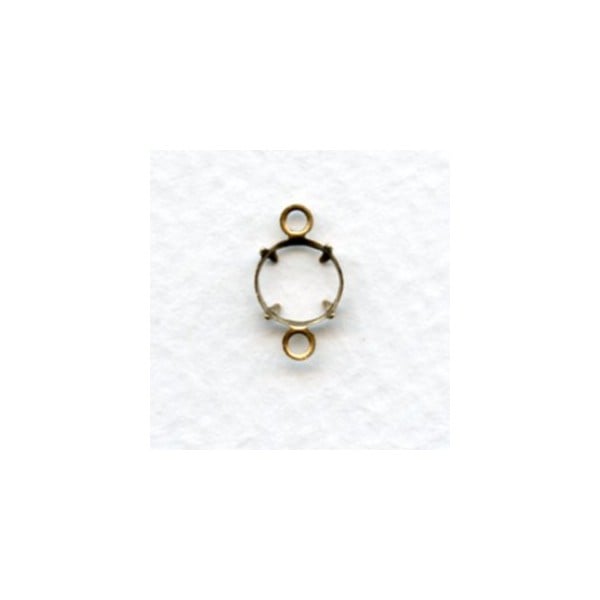 Open 5mm Stone Settings with 2 Loops Oxidized Brass (12)