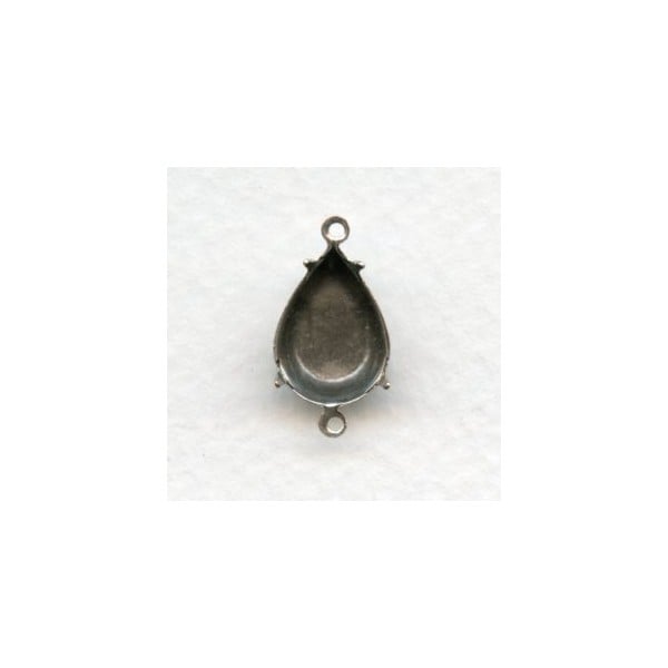 Pear Shape 14x10mm Setting Connector Oxidized Silver (12)