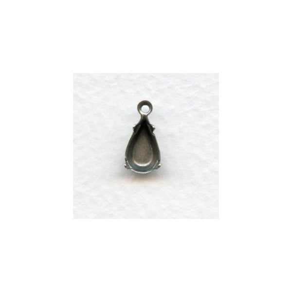 Pear Shape 10x6mm Pendant Settings Oxidized Silver