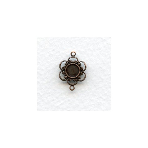 Filigree Connector 5mm Settings Oxidized Copper (12)