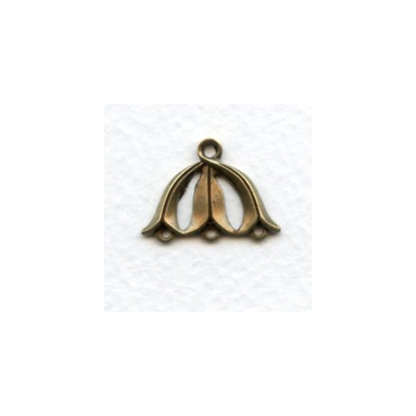 Trumpet Flower Three Strand Connectors Oxidized Brass (6)