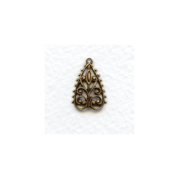 Ornate Filigree Drops Oxidized Brass 18x12mm (6)