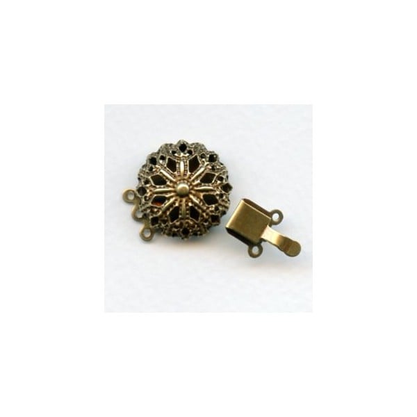 ^Filigree Three Strand Clasp Oxidized Brass (1 set)