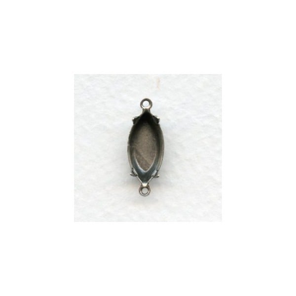 Navette Settings 2 Loops 4 Prongs 15x7mm Oxidized Silver (12)