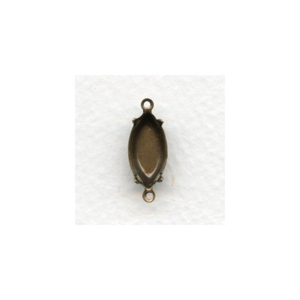Navette Setting Oxidized Brass Connectors 15x7mm 2 Loops (12)