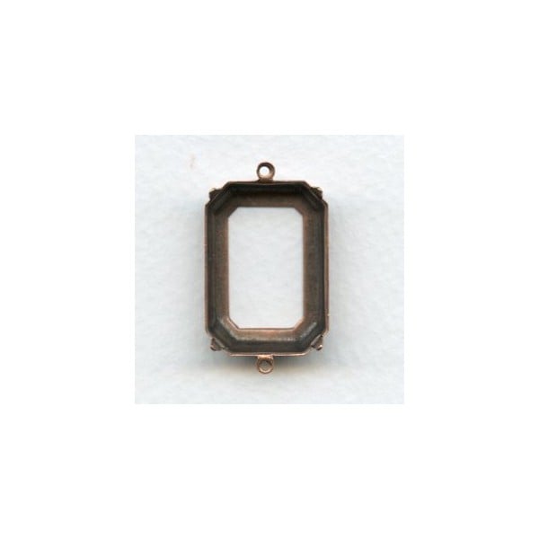 Open Back Octagon Connector Settings 25x18mm Oxidized Copper (6)