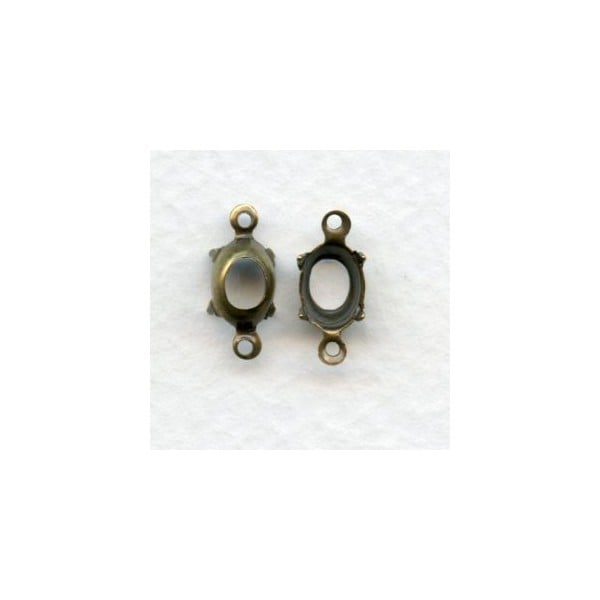 Open Back Setting Connectors Oxidized Brass 8x6mm (12)