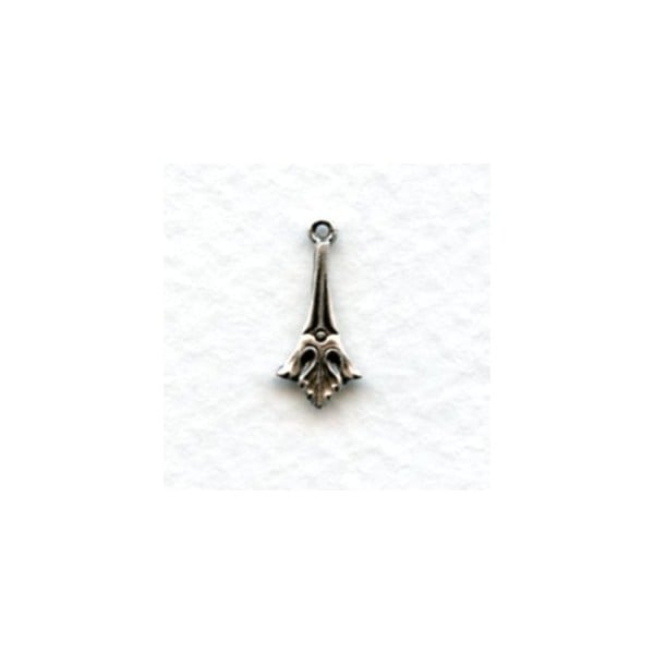 Art Nouveau Style Floral Tiny 15mm Drops Oxidized Silver (6)