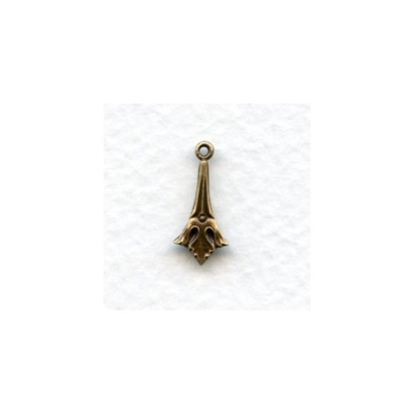 Art Nouveau Style Floral Tiny 15mm Drops Oxidized Brass (6)