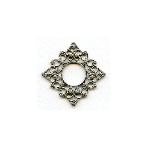 Square Floral Framework Oxidized Silver (1)