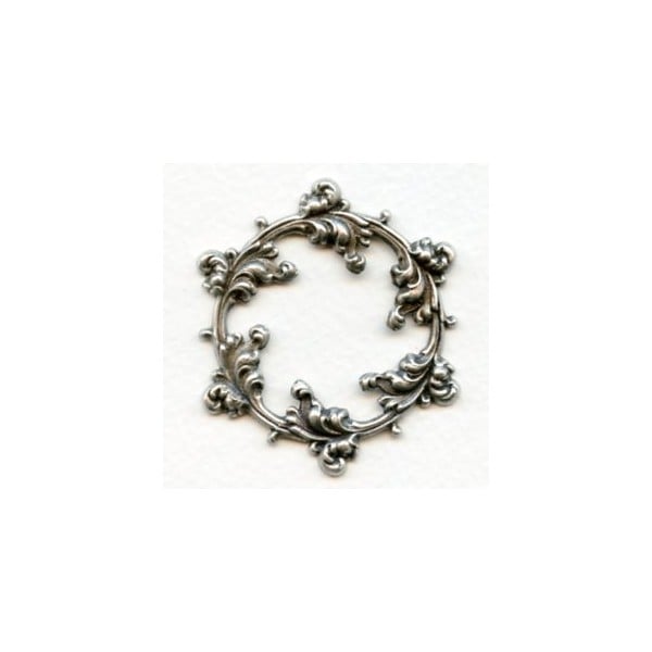 Ornate Leaves Framework Stamping Oxidized Silver