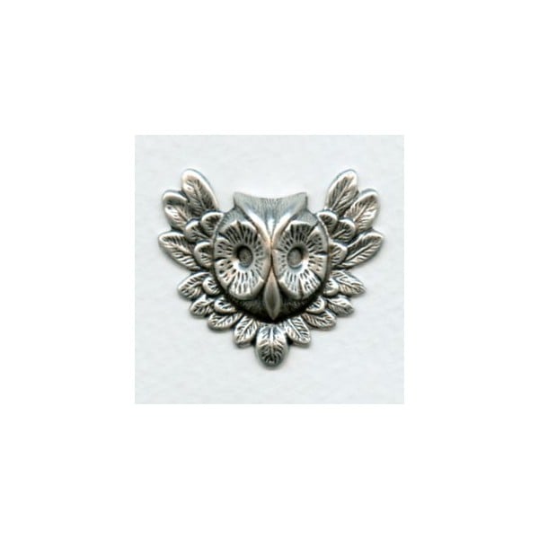 Feathered Owl Faces Oxidized Silver 31x27mm (4)