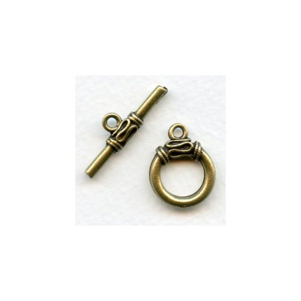 ^Bar and Toggle Clasp Oxidized Brass Plated Pewter (1 set)