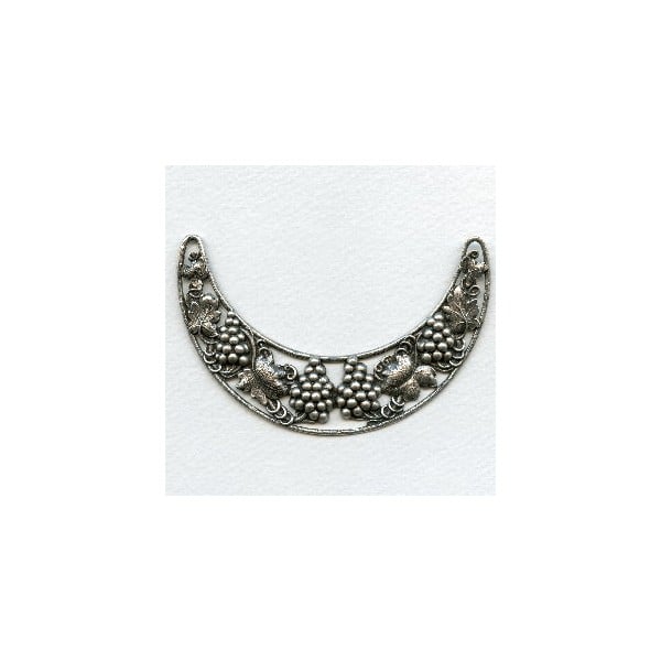 Grapes and Vines Oxidized Silver Necklace Focal (1)