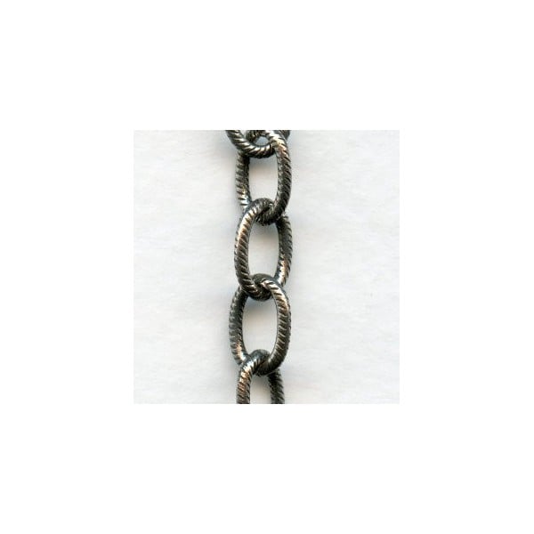 Cable Chain 9x6mm Oval Links Textured Antique Silver (3 ft)