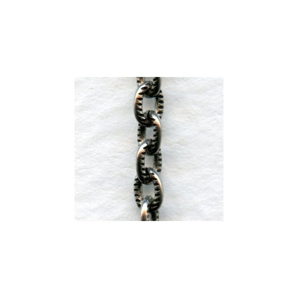 Small Cable Chain 4.5mm Textured Links Oxidized Silver