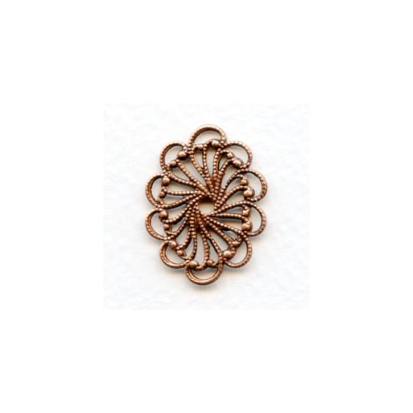 Flat Oval Filigree Oxidized Copper 26mm (6)