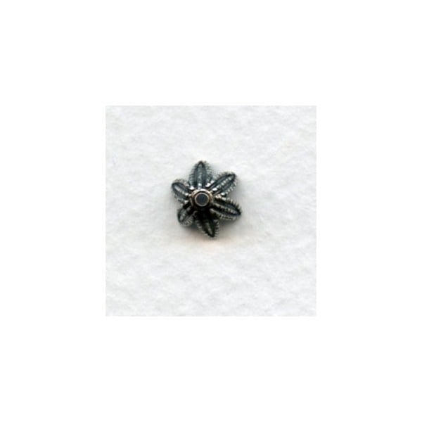 Petal Bead Caps 8mm Oxidized Silver (6)