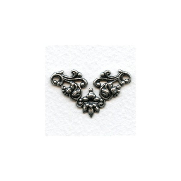 Leaves and Vines Oxidized Silver Floral Connectors 36mm (6)
