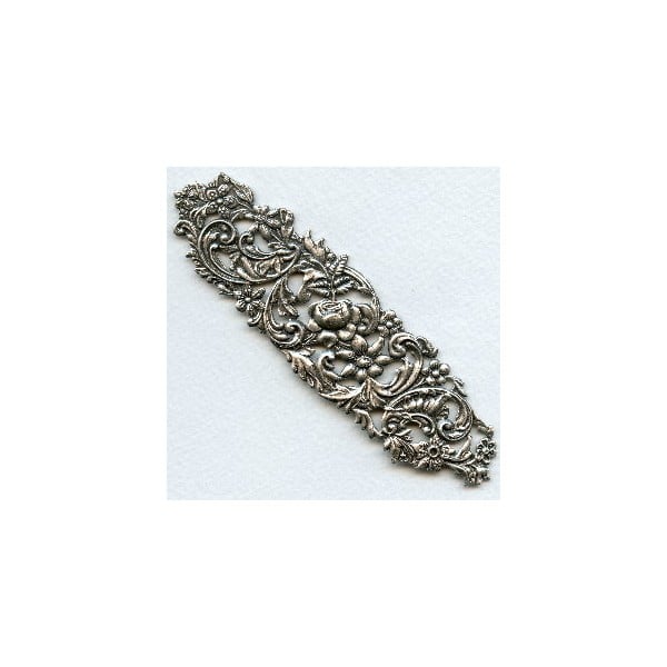 Impressive Floral Stamping Oxidized Silver 125mm (1)