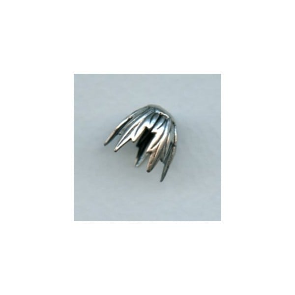 Five Pronged Leaf Detail Bead Caps Oxidized Silver (6)