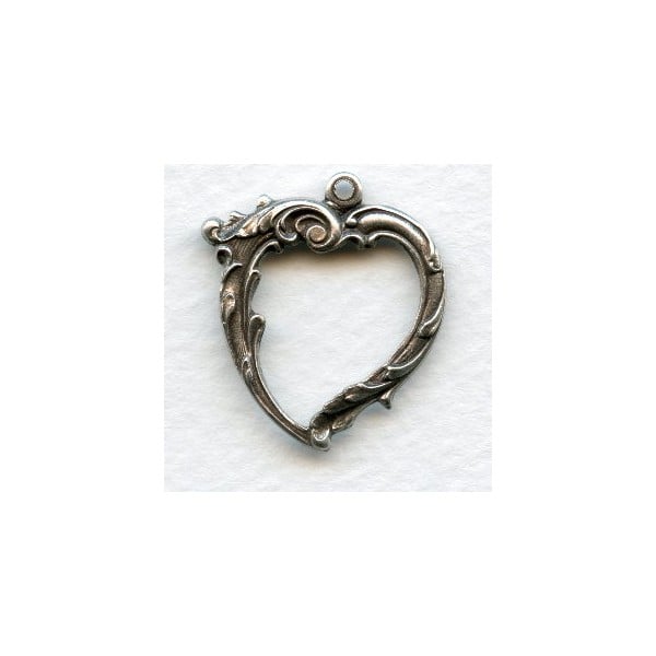 Open Hearts with Loop Oxidized Silver 27mm (6)