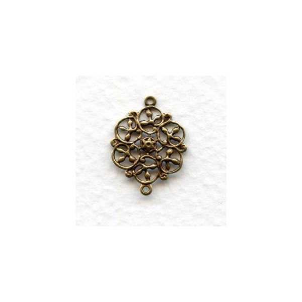 Flat Filigree Circles Connectors Oxidized Brass (12)