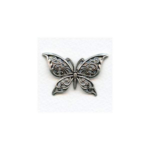 Detailed Filigree Butterfly European Oxidized Silver (1)