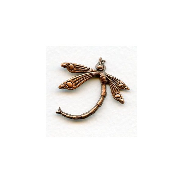Art Deco Inspired Dragonfly Oxidized Copper 30mm (3)