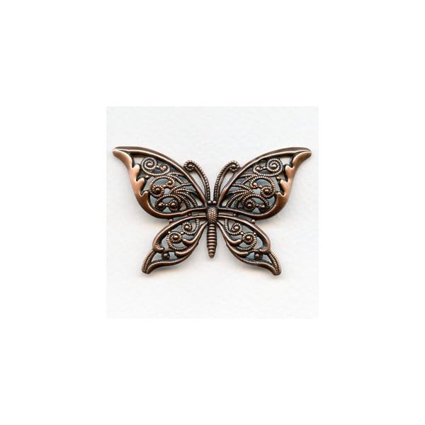 Ornate Filigree Butterfly Oxidized Copper 65mm (1)