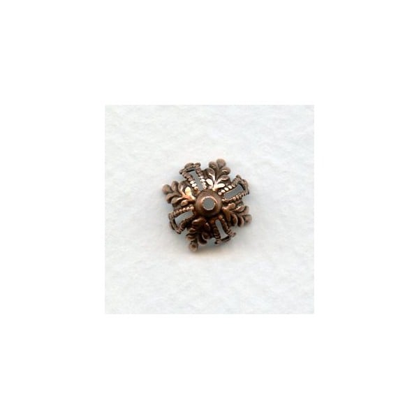 Floral and Filigree 12mm Bead Caps Oxidized Copper (6)