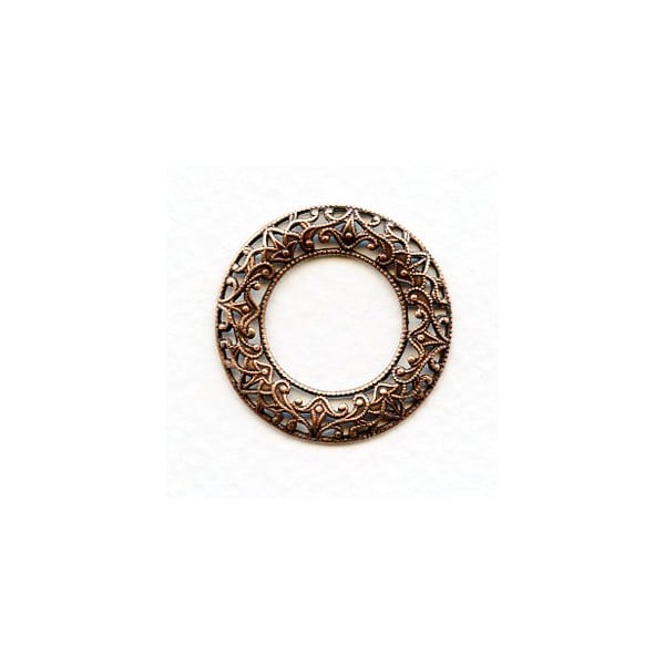 Filigree Domed Open Circles Oxidized Copper 28mm (3)