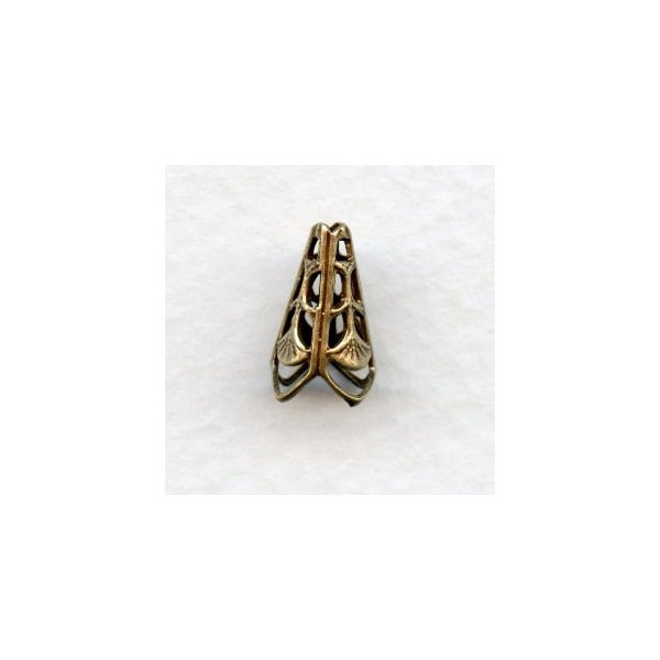 Filigree Cone Shape Bead Cap or Spacer Oxidized Brass (6)