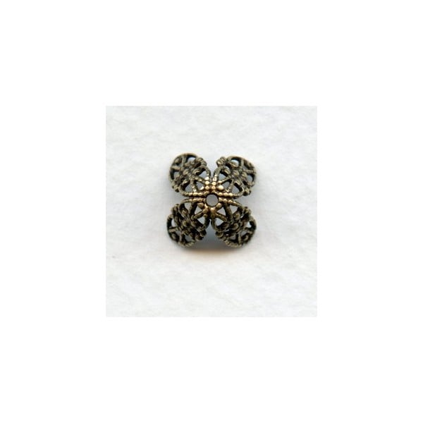 Fancy Filigree Bead Caps Oxidized Brass 7mm (12)