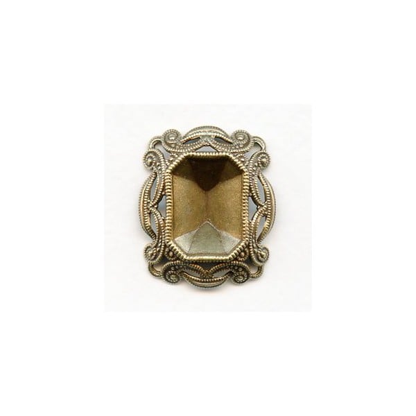 Filigree Edge 18x13mm Octagon Setting Oxidized Brass