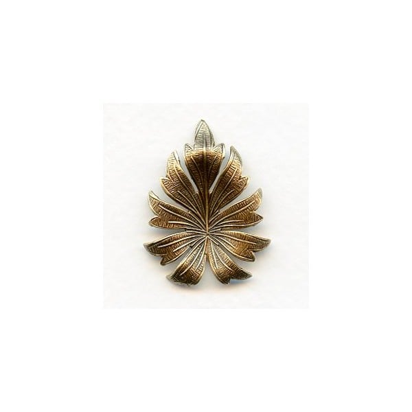 Beautiful Leaf Stampings Oxidized Brass 31mm (3)