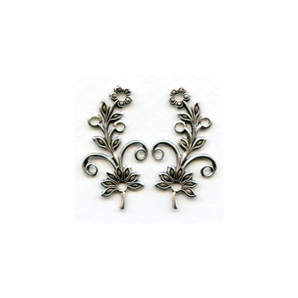 Flowers with Rivet Holes Oxidized Silver (3 Pairs)